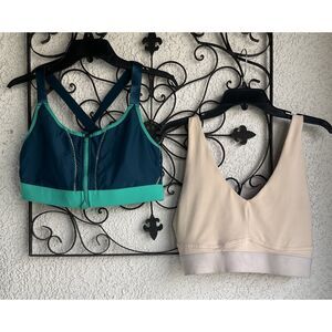 Fabletics Sports Bra Bundle - Size XL - Teal / Ivory